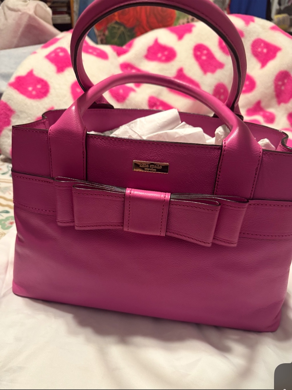 kate spade Pink Leather Bow-Accent Satchel